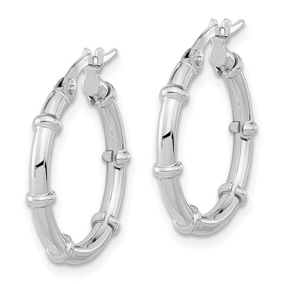 14K White Polished Fancy Hoop Earrings, 20 x 2mm