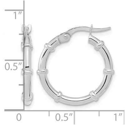 14K White Polished Fancy Hoop Earrings, 20 x 2mm