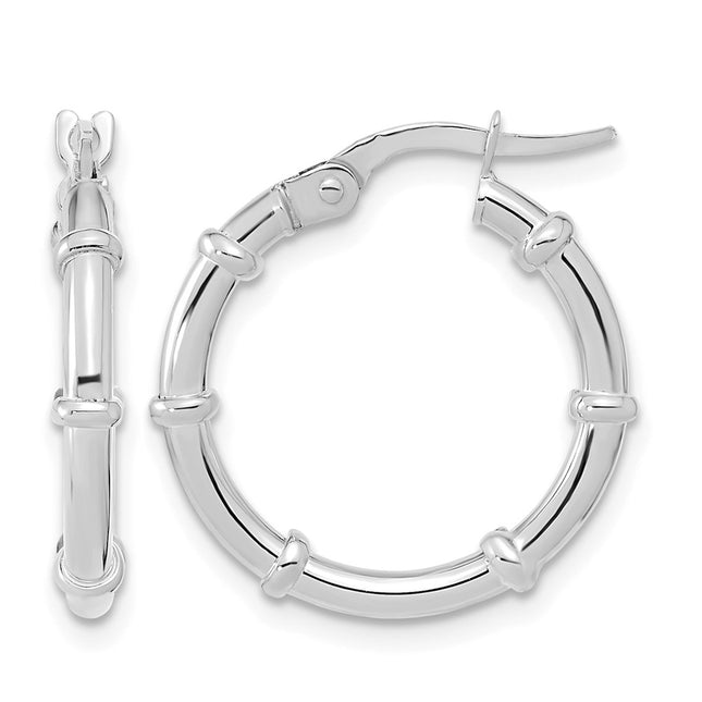 14K White Polished Fancy Hoop Earrings, 20 x 2mm