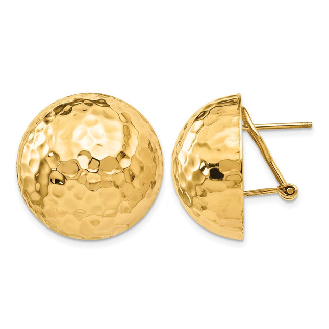 14k Hammered Omega Back Post Earrings, 22 x 22mm
