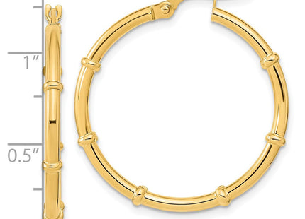 14K Polished and Fancy Hoop Earrings (Style TF2011)