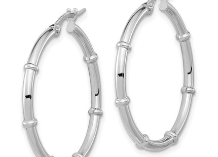 14K White Polished Fancy Hoop Earrings (Style TF2011W)