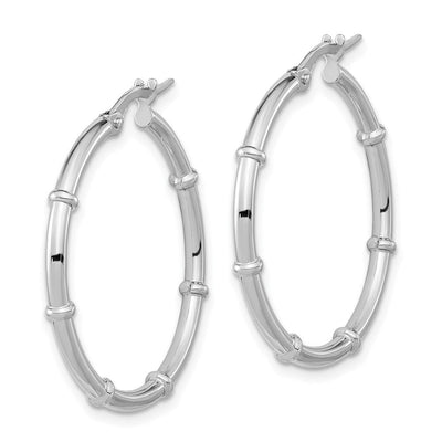 14K White Polished Fancy Hoop Earrings, 28.75 x 2mm