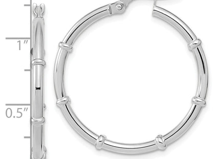 14K White Polished Fancy Hoop Earrings (Style TF2011W)