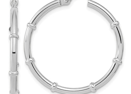 14K White Polished Fancy Hoop Earrings (Style TF2011W)