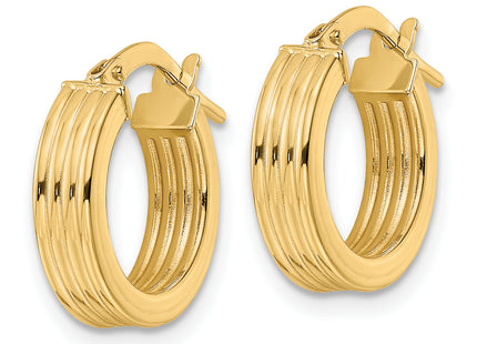 14K Polished Textured Hoop Earrings
