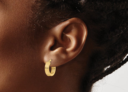 14K Polished Textured Hoop Earrings