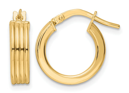 14K Polished Textured Hoop Earrings