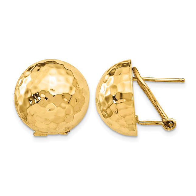 14k Hammered Omega Back Post Earrings, 16 x 16mm