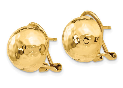 14k Hammered Omega Back Post Earrings (Style TF205)