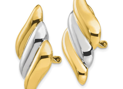 14k Yellow & Rhodium Earrings Style TF206 - Classique Jewelry Inc.