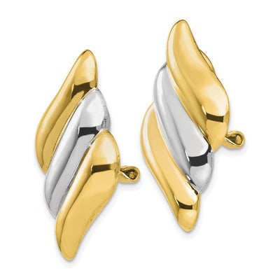 14K & Rhodium Non-pierced Omega Back Earrings
