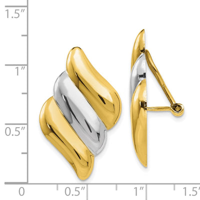 14K & Rhodium Non-pierced Omega Back Earrings