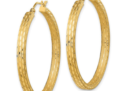 14K Satin and Diamond-cut Hoop Earrings (Style TF2065)