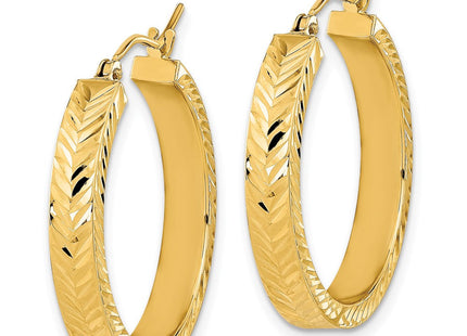 14K Polished Diamond-Cut Hoop Earrings (Style TF2066)