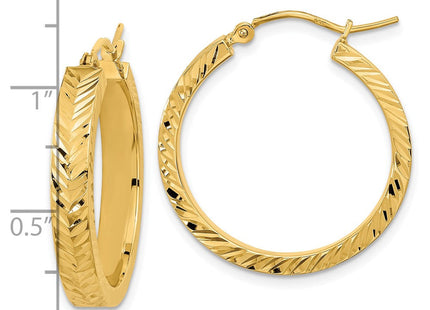 14K Polished Diamond-Cut Hoop Earrings (Style TF2066)