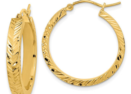 14K Polished Diamond-Cut Hoop Earrings (Style TF2066)