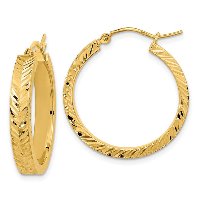 14K Polished Diamond-Cut Hoop Earrings, 26.69 x 25.29mm