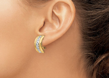 14k Yellow & Rhodium Earrings Style TF207 - Classique Jewelry Inc.