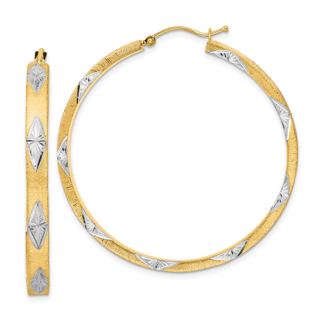 14k Yellow & Rhodium Earrings Style TF2075 - Classique Jewelry Inc.