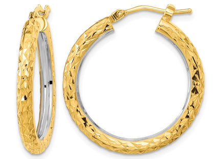 14K white gold circle hoop earrings
