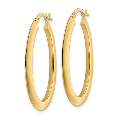 14K Polished Square Tube Round Hoop Earrings, 40.5 x 3mm