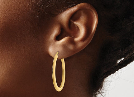 14K gold oval hoop earrings, further view