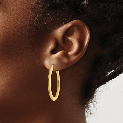14K Polished Square Tube Round Hoop Earrings, 45.75 x 3mm