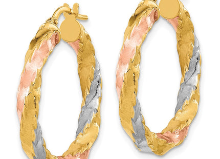 14k Yellow & Rhodium Earrings Style TF2089 - Classique Jewelry Inc.