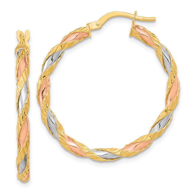 14k Yellow & Rhodium Earrings Style TF2092 - Classique Jewelry Inc.