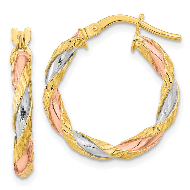 14k Yellow & Rhodium Earrings Style TF2093 - Classique Jewelry Inc.