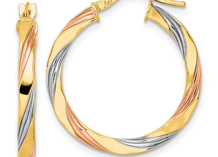 14k Yellow & Rhodium Earrings Style TF2100 - Classique Jewelry Inc.