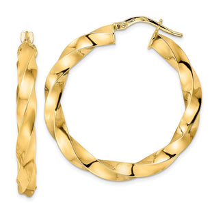 14k Polished Twisted Hoop Earrings (Style TF2115)