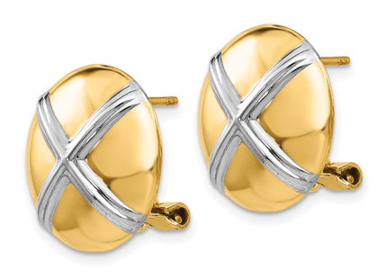 14k Yellow & Rhodium Earrings Style TF212 - Classique Jewelry Inc.