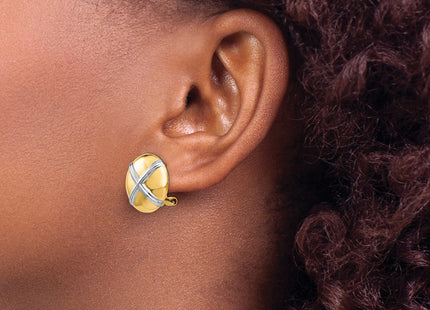 14k Yellow & Rhodium Earrings Style TF212 - Classique Jewelry Inc.