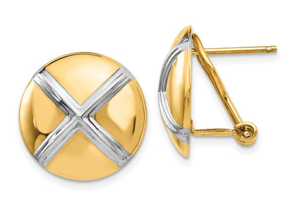 14k Yellow & Rhodium Earrings Style TF212 - Classique Jewelry Inc.