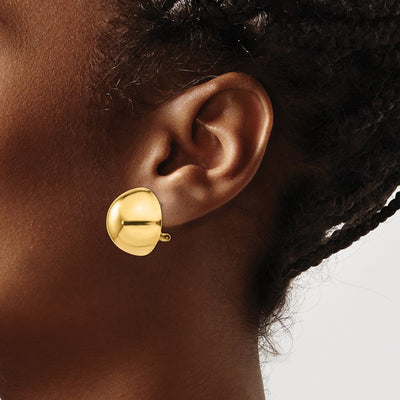 14K Polished Half Ball Omega Back Post Earrings