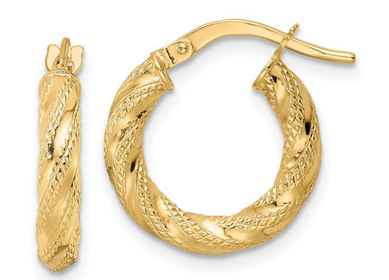 14k Polished Twisted Hoop Earrings (Style TF2134)