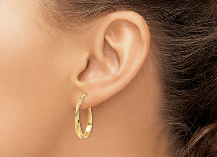 14K Polished Twisted Oval Hoop Earrings, 24 x 3mm