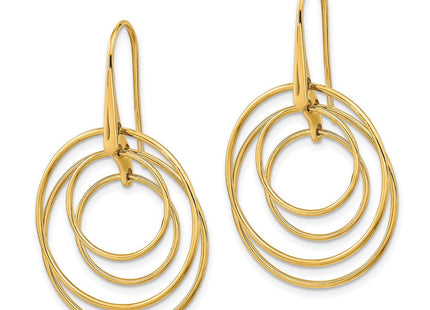 14K Polished Circles Dangle Earrings (Style TF2164)