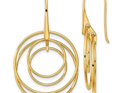 14K Polished Circles Dangle Earrings (Style TF2164)