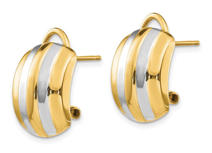 14k Yellow & Rhodium Earrings Style TF217 - Classique Jewelry Inc.