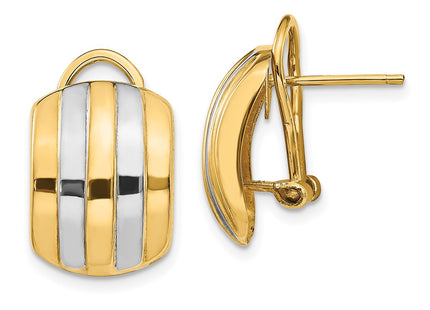 14k Yellow & Rhodium Earrings Style TF217 - Classique Jewelry Inc.