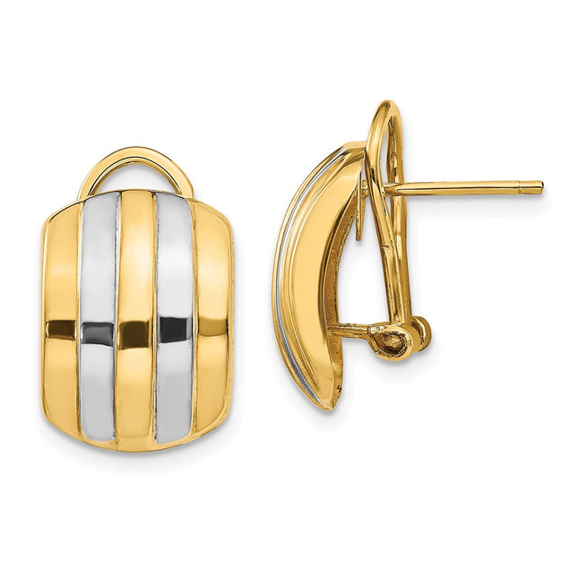 14k Yellow & Rhodium Earrings Style TF217 - Classique Jewelry Inc.