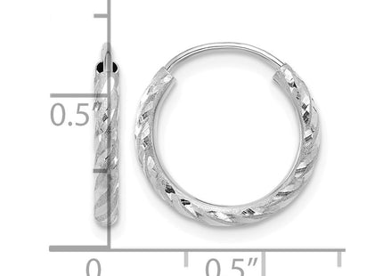 14K white gold hoop earrings, further view