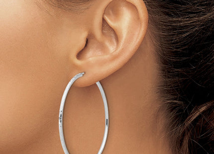 14k White Gold Polished and Satin D/C Endless Hoop Earrings (Style TF2189W)