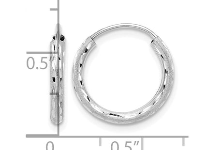 14K white gold hoop earrings, further view