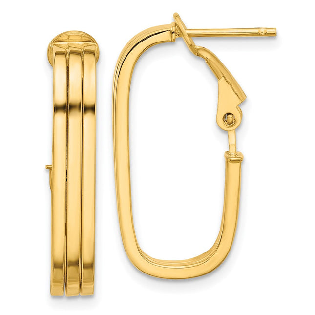 14K Polished Knife Edge Hoop Earrings, 23.25 x 1.1mm