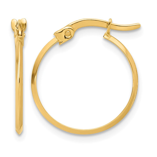 14K Polished Knife Edge Hoop Earrings, 18.5 x 1.1mm