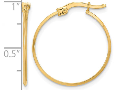 14K Polished Knife Edge Hoop Earrings, 23.25 x 1.1mm